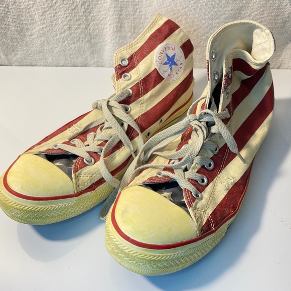 RARE Converse Distressed Stars & Stripes High Top Sneakers USA Flag M 10, W 12 - Picture 4 of 16